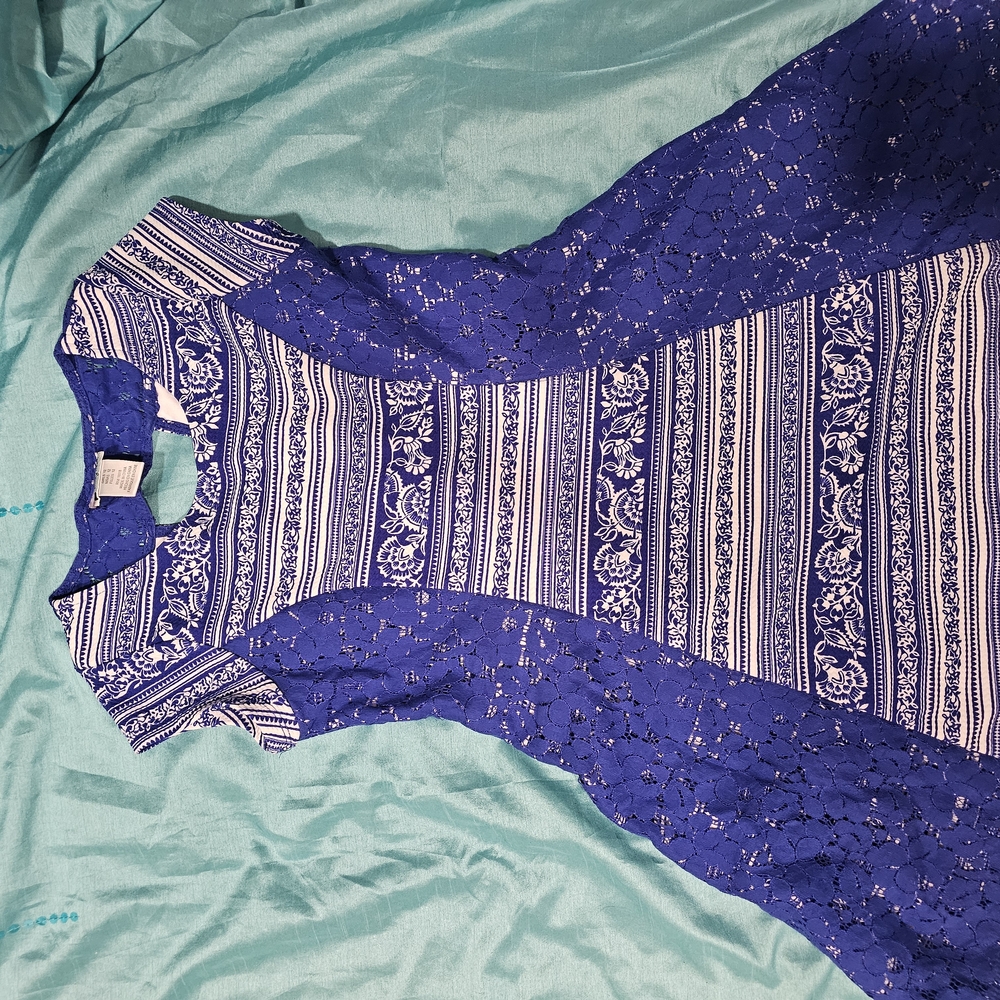 Blue and White Patterned Dress